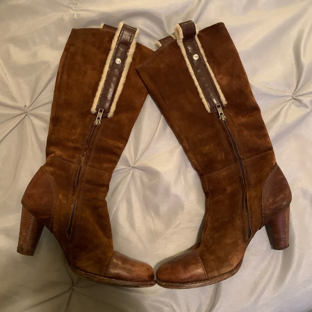 Ugg Chestnut Boots with Heel...Size 7
